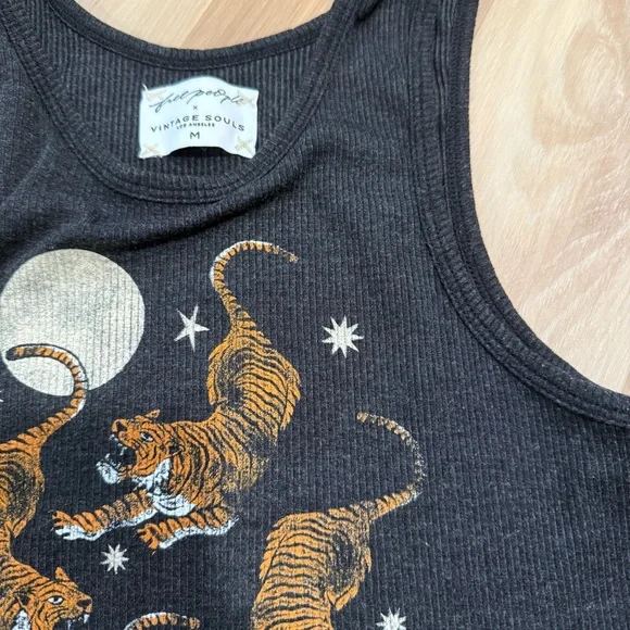 Free People Tiger Moon Tank - Black size M - Picture 6 of 7